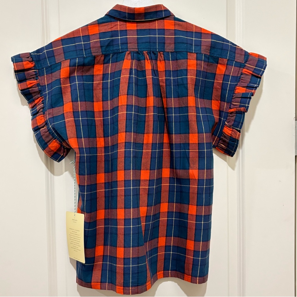 Trovata Birds of Paradise Marianne Estate Plaid flannel Button Down Top S NWT - Picture 7 of 7